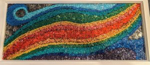 Rainbow River - Mica set in resin 13.5″ x 30″. $250.