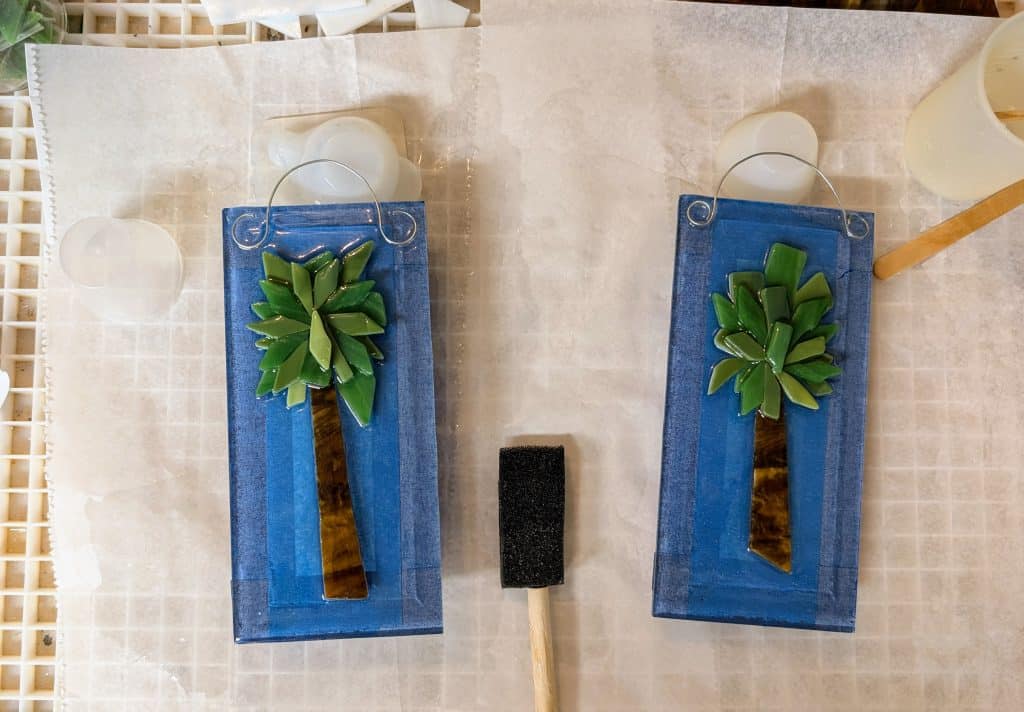 Palmetto tree suncatchers, resin poured