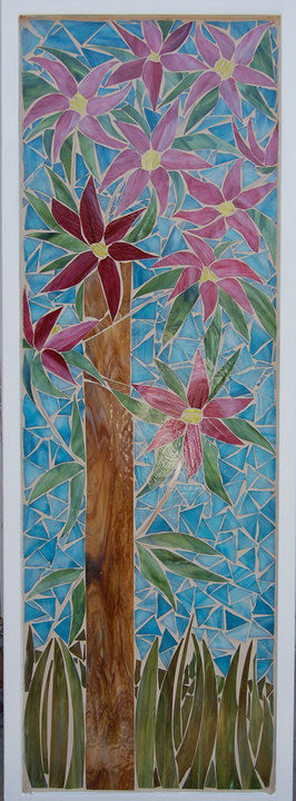 Clematis Mosaic in recycled window