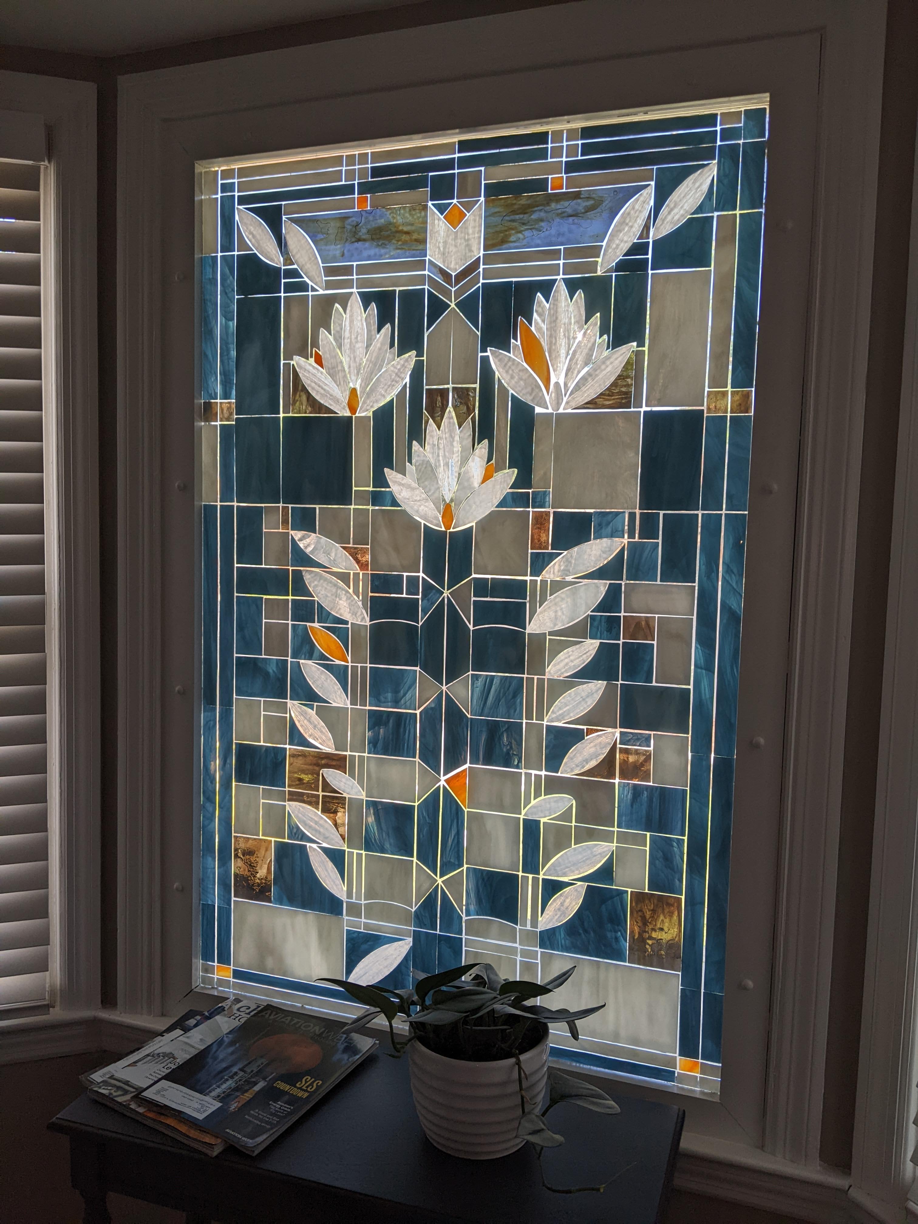 31″ x 48.25″ Frank Lloyd Wright "Waterlilies" adaptation / commissioned window