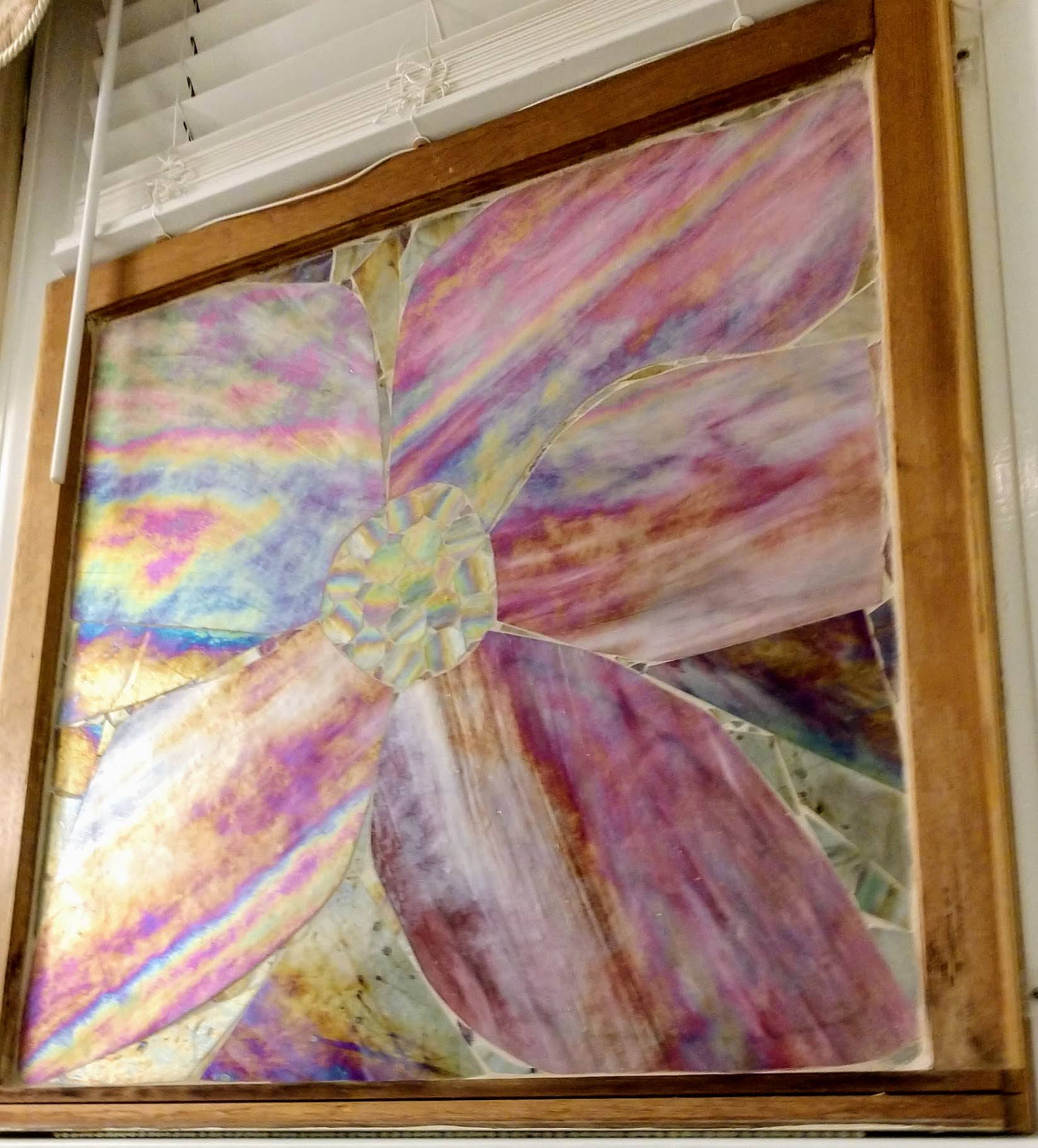 Clematis - Stained glass / grout in recycled window